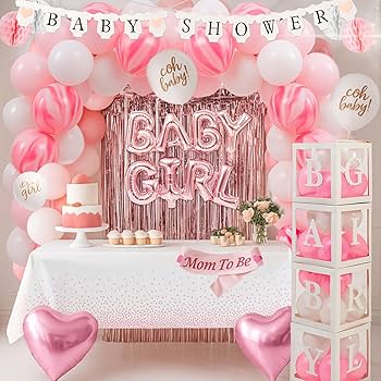 decoração chá de bebê menina vs chá de bebê menino