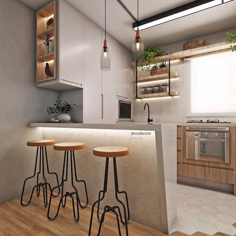 balcão de cozinha de madeira vs. granito qual escolher