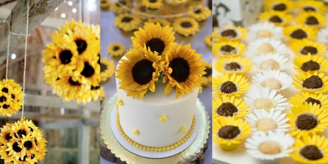 decoração bolo girassol