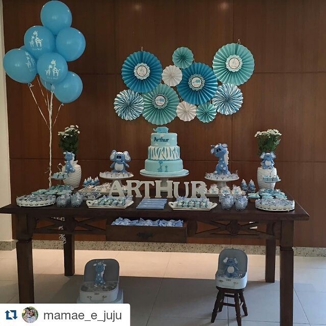 decoração chá de bebê menino azul marinho