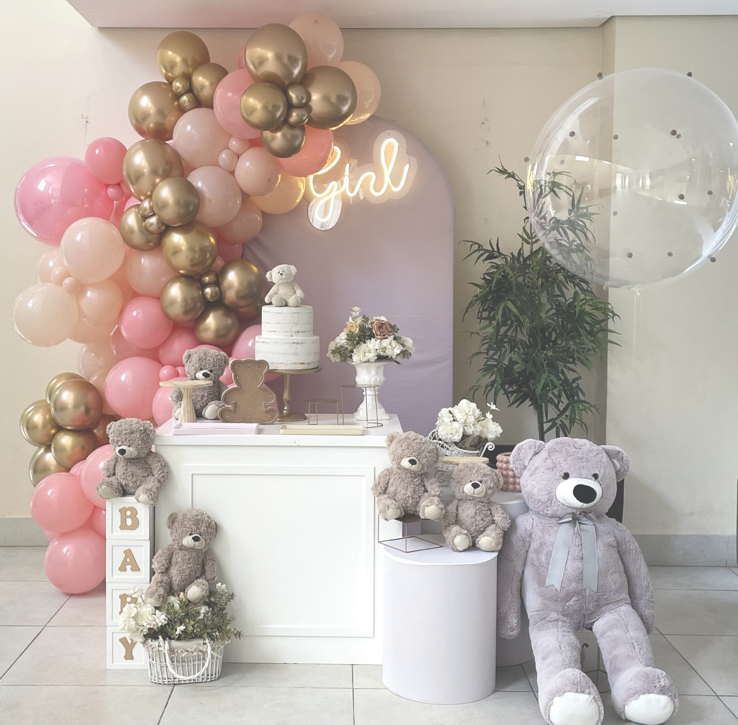 decoração chá de bebê menina nuvem
