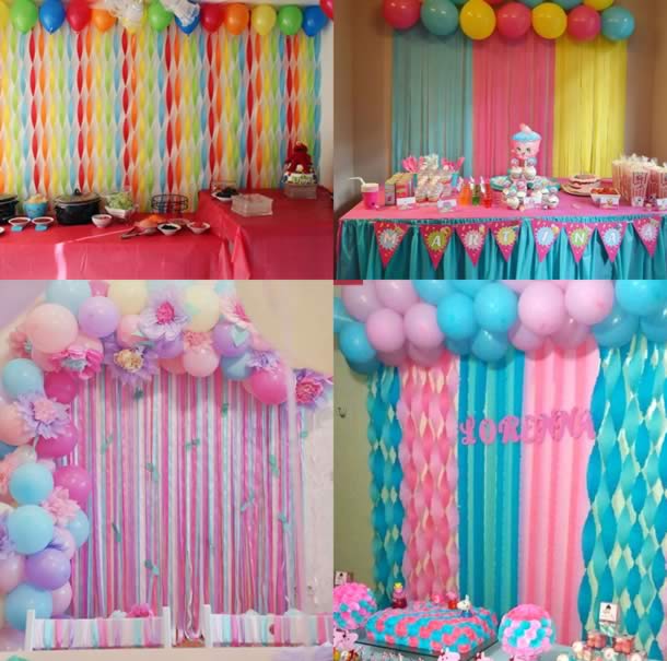 cortina metalizada vs cortina de tecido para aniversário