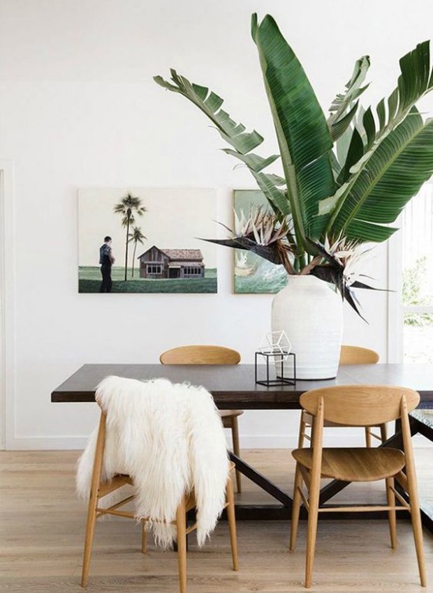 ideias decoração folhagem parede