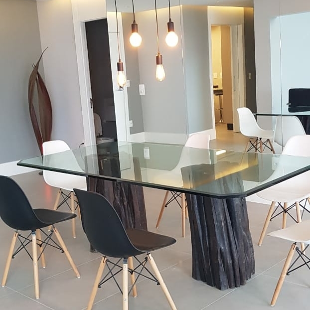 decoração com mesa de vidro