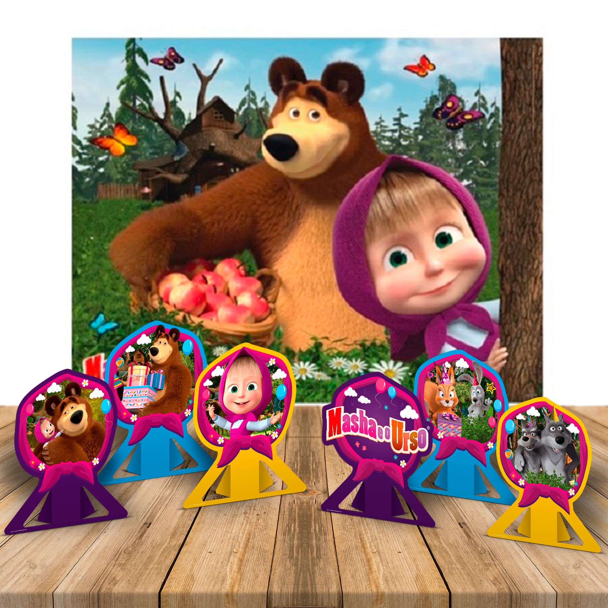 decoração masha e o urso vs tema floresta encantada