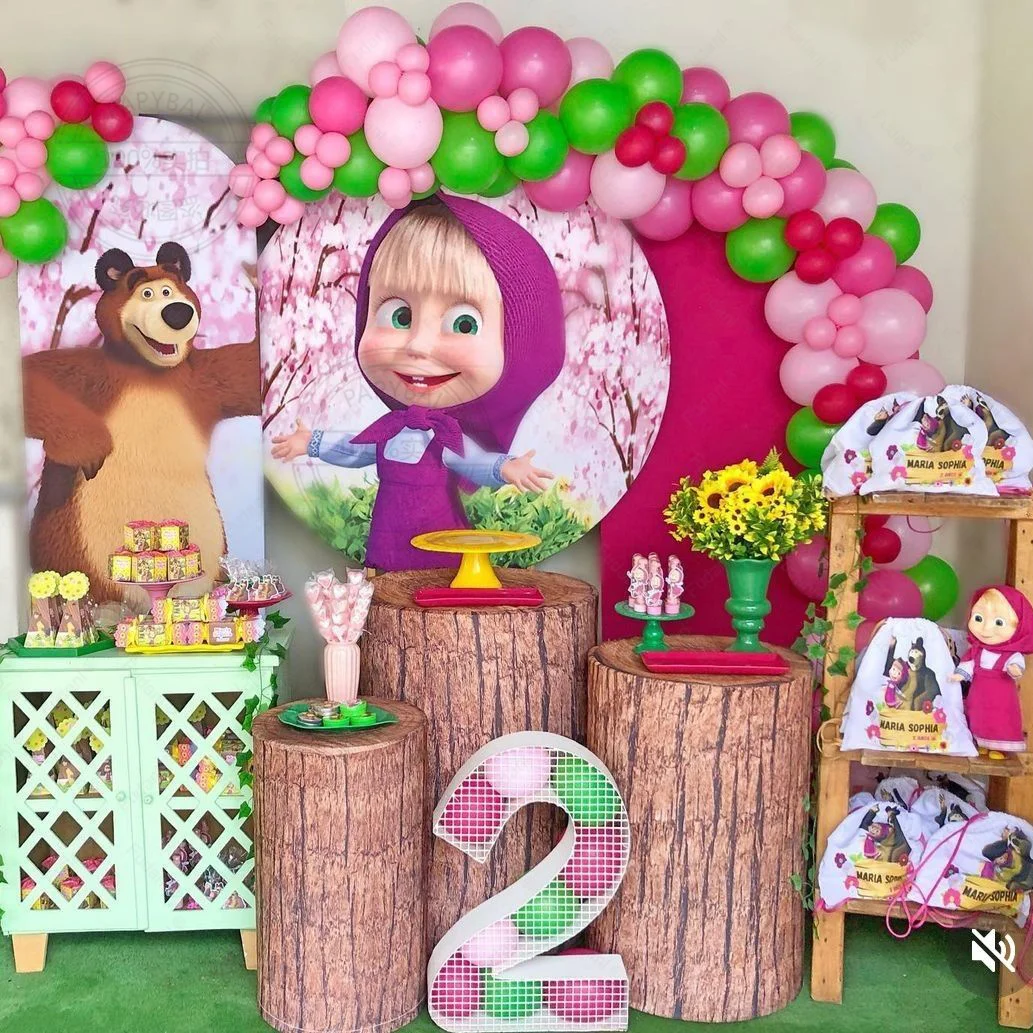decoração masha e o urso vs tema floresta encantada