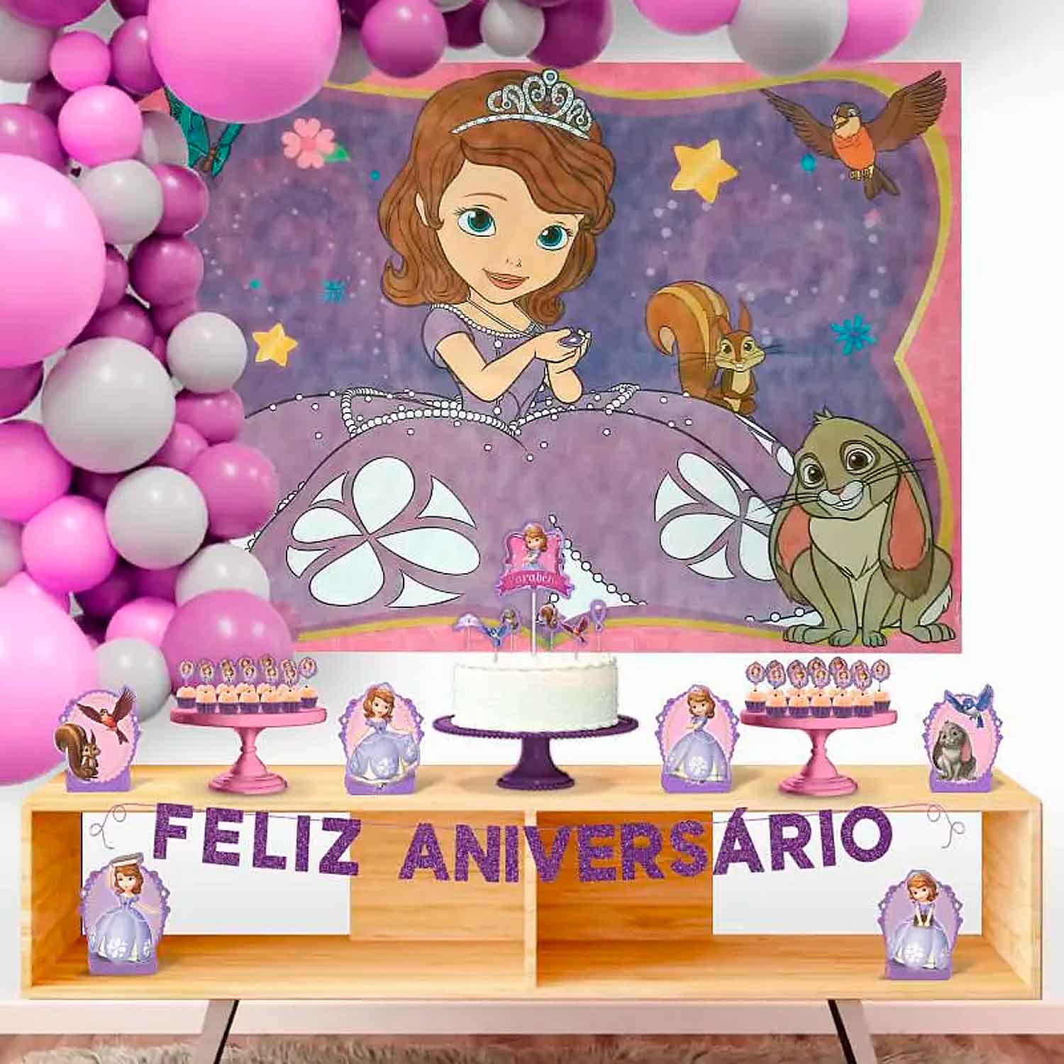 decoração de festa infantil Princesa Sofia