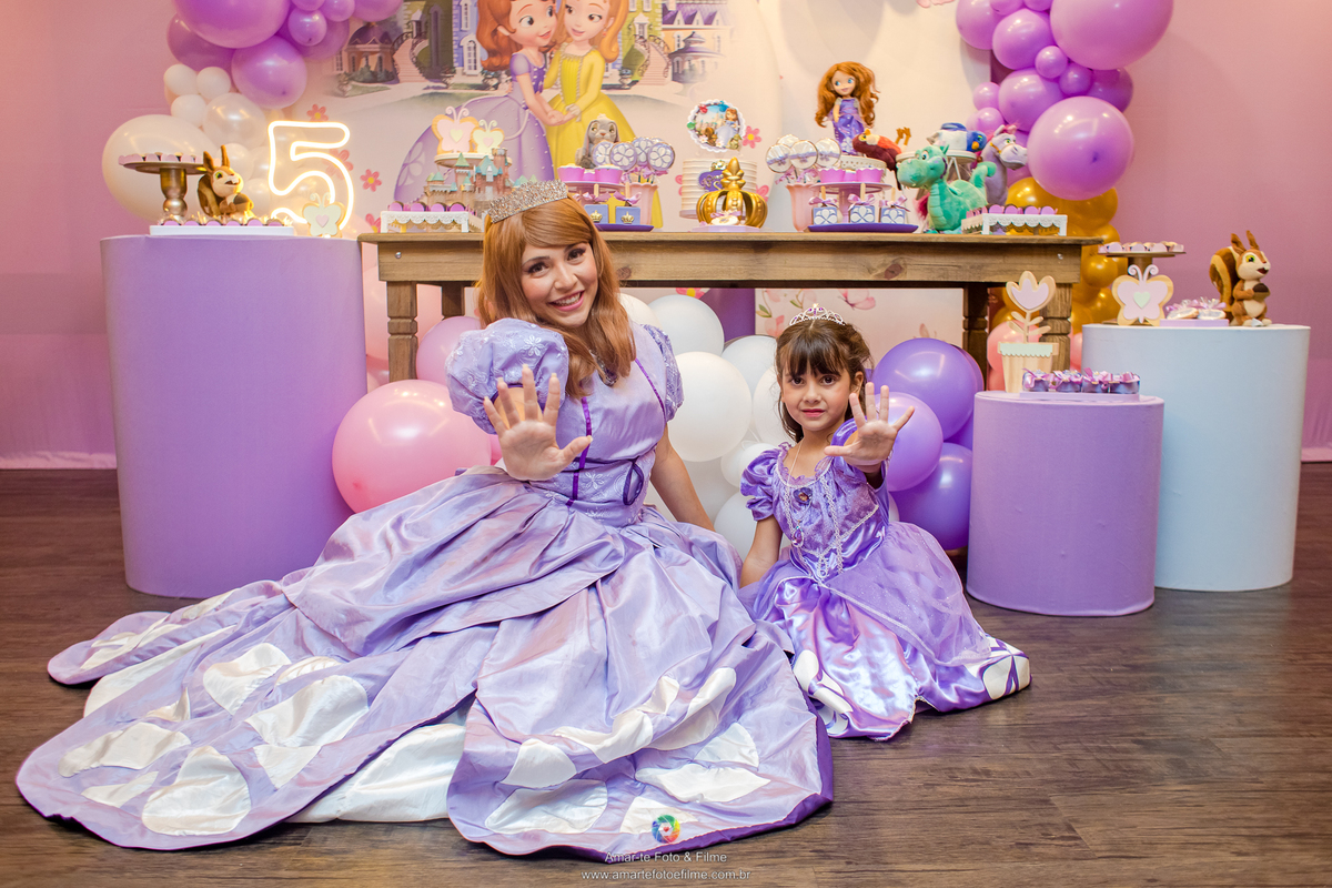 painel de festa Princesa Sofia (poli banner, TNT, tecido)