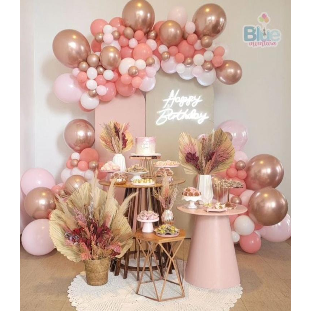 decoração de aniversario rose gold