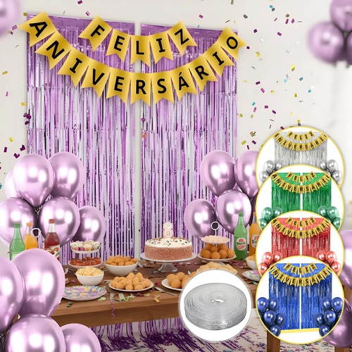 decoração de aniversário roxa