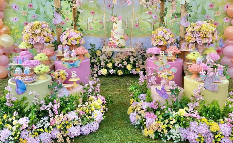 quanto custa decoração aniversário tema jardim