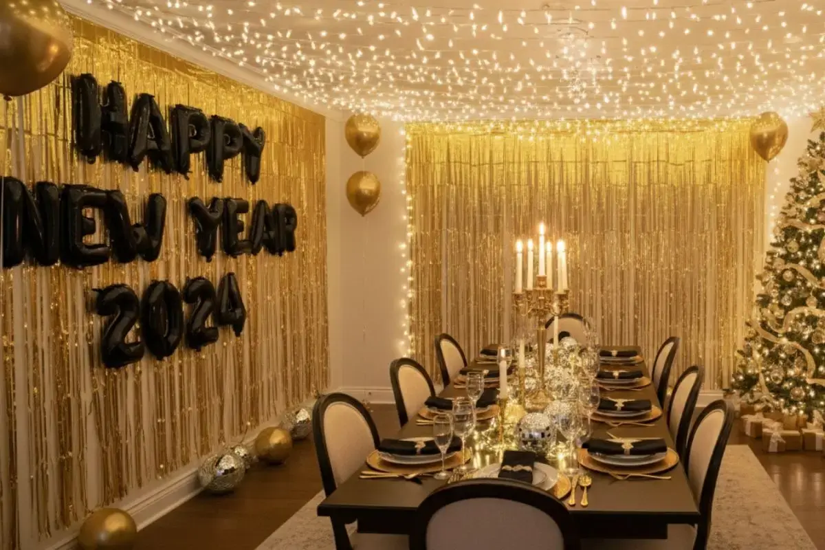 decoração de ano novo 2025 mesa