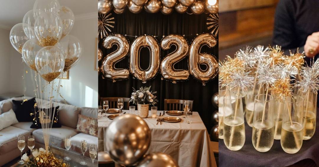 decoração ano novo 2025 mesa simples