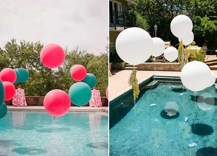 decoração de ano novo na piscina simples