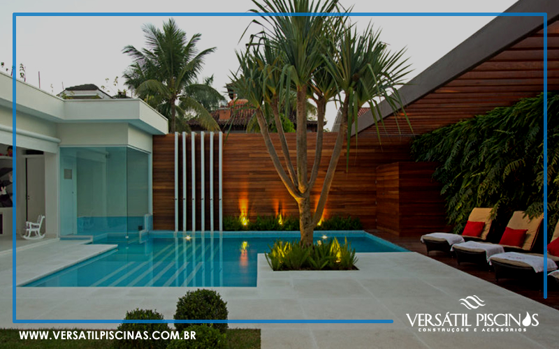 ideias de decoração área de piscina pequena