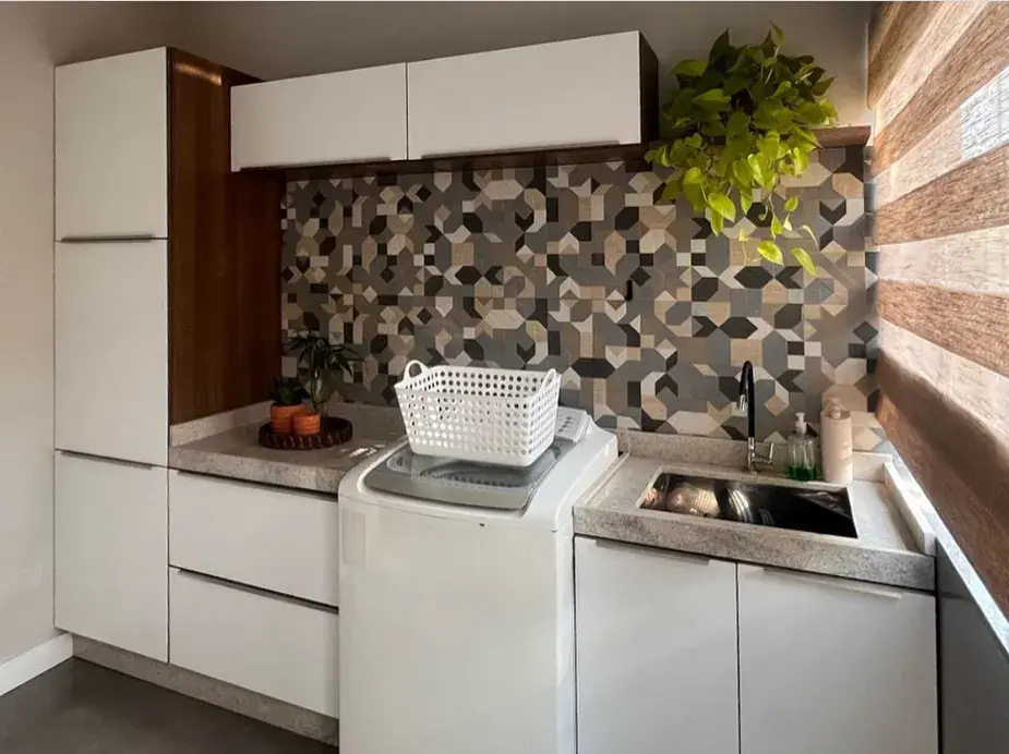 decoração de lavanderia funcional