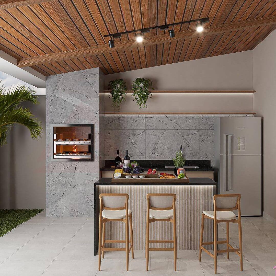 decoração de área gourmet com churrasqueira