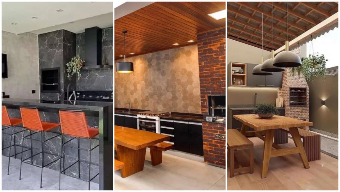 decoração de área gourmet com churrasqueira