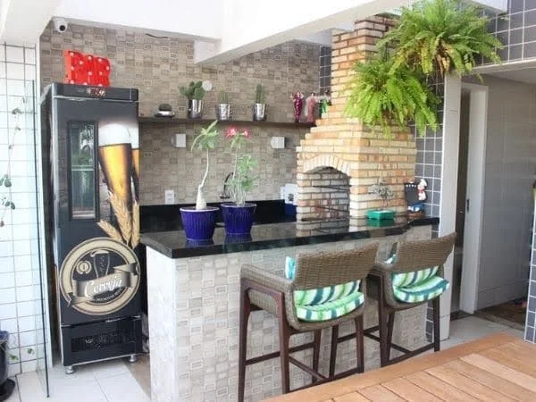 decoração de área gourmet com churrasqueira