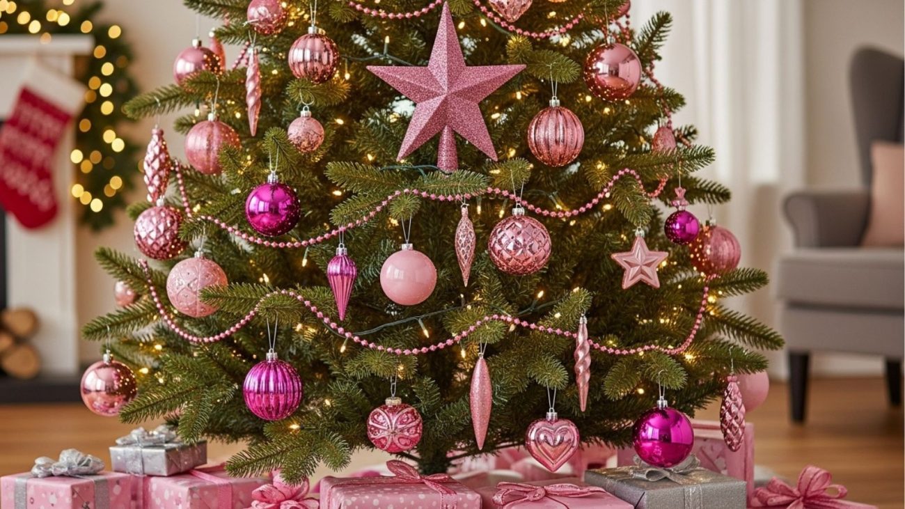 árvore de natal rose gold
