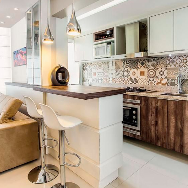 ideias de decoração bancada cozinha americana pequena