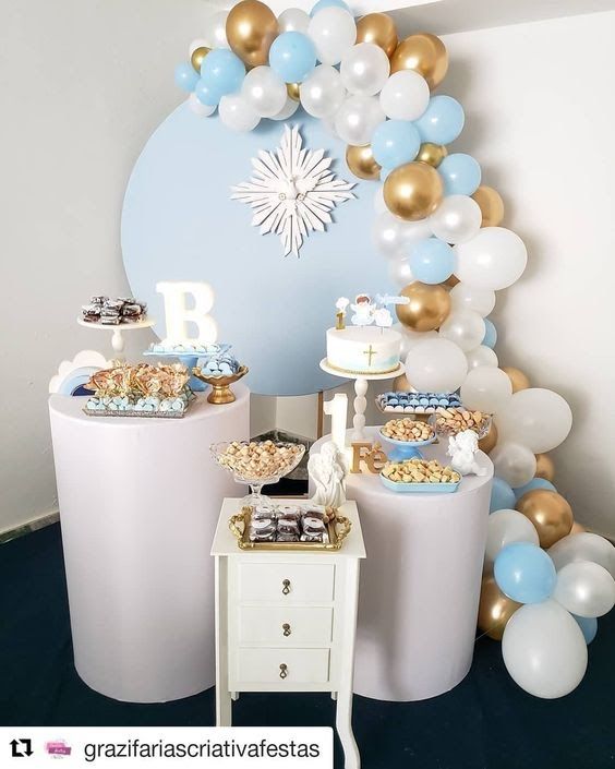 decoração de batizado menino