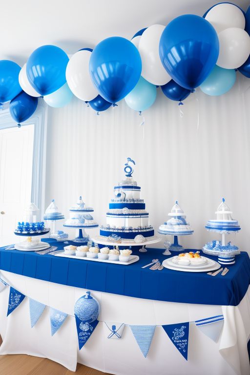 decoração batizado menino azul e branco vs verde sálvia
