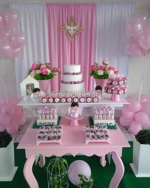 cores decoração batizado menina