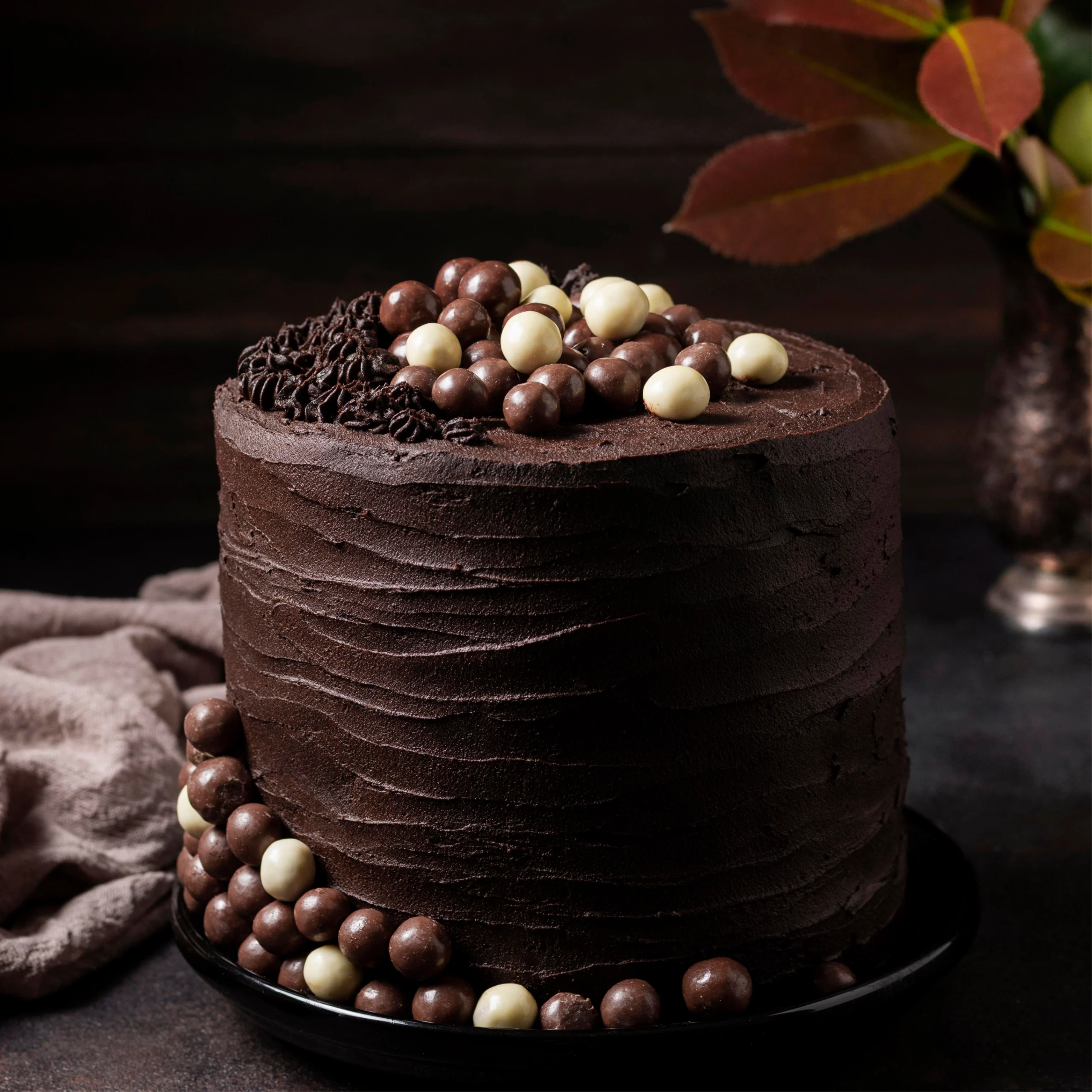 decoração de bolo de chocolate elegante