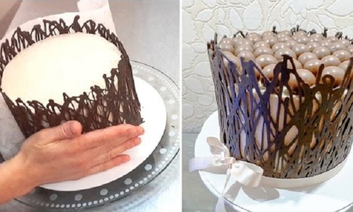 decoração de bolo de chocolate com ganache
