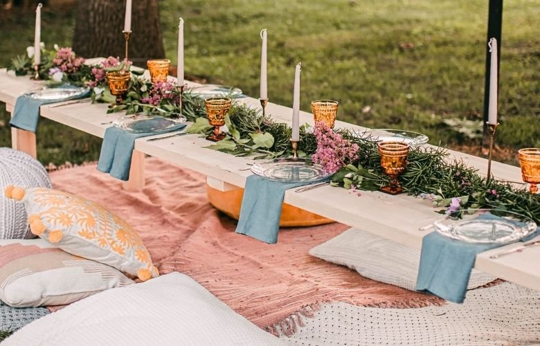 decoração mesa posta boho