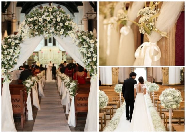 decoração de casamento igreja católica simples