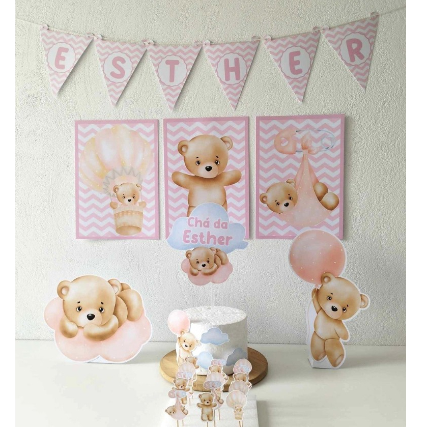 decoração chá de fraldas menina simples