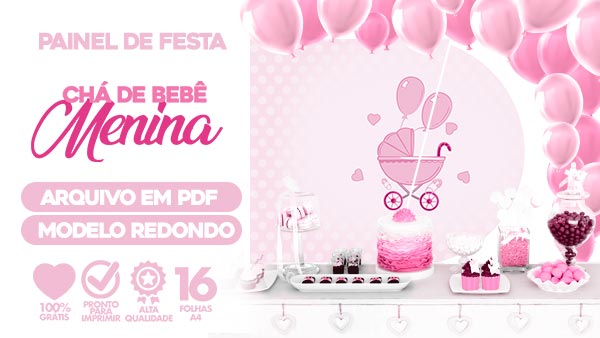 painel para chá de fraldas menina
