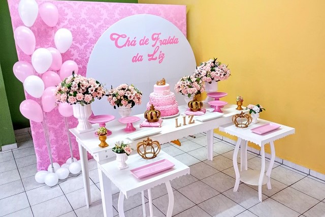 decoração chá de fraldas menina ursinha