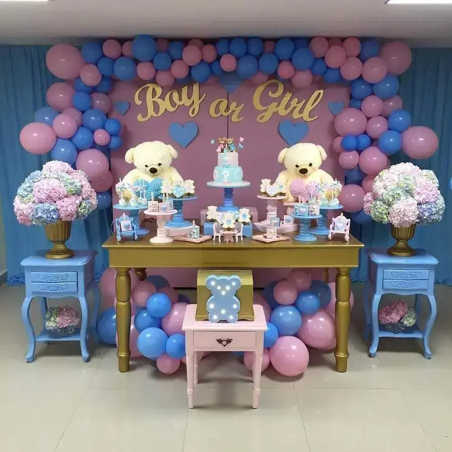 decoração chá de fraldas menina ursinha