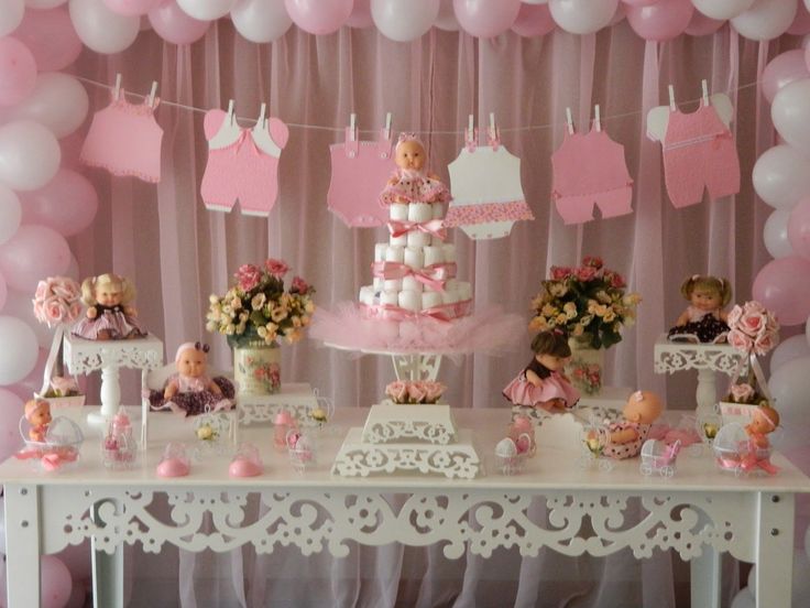 decoração chá de fraldas menina minimalista