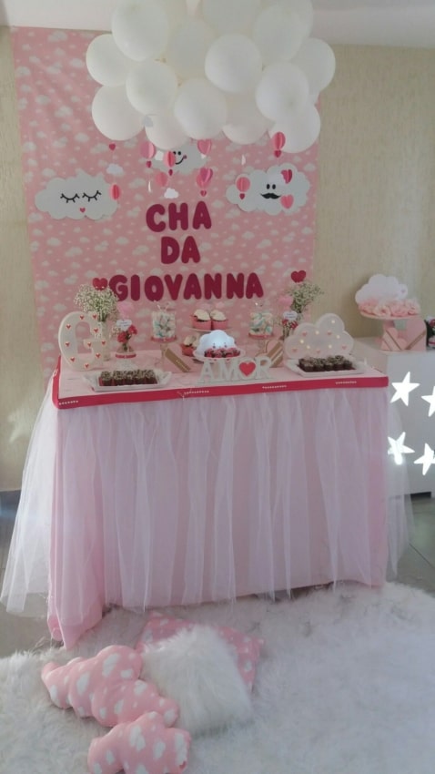 tema chá de bebê feminino simples