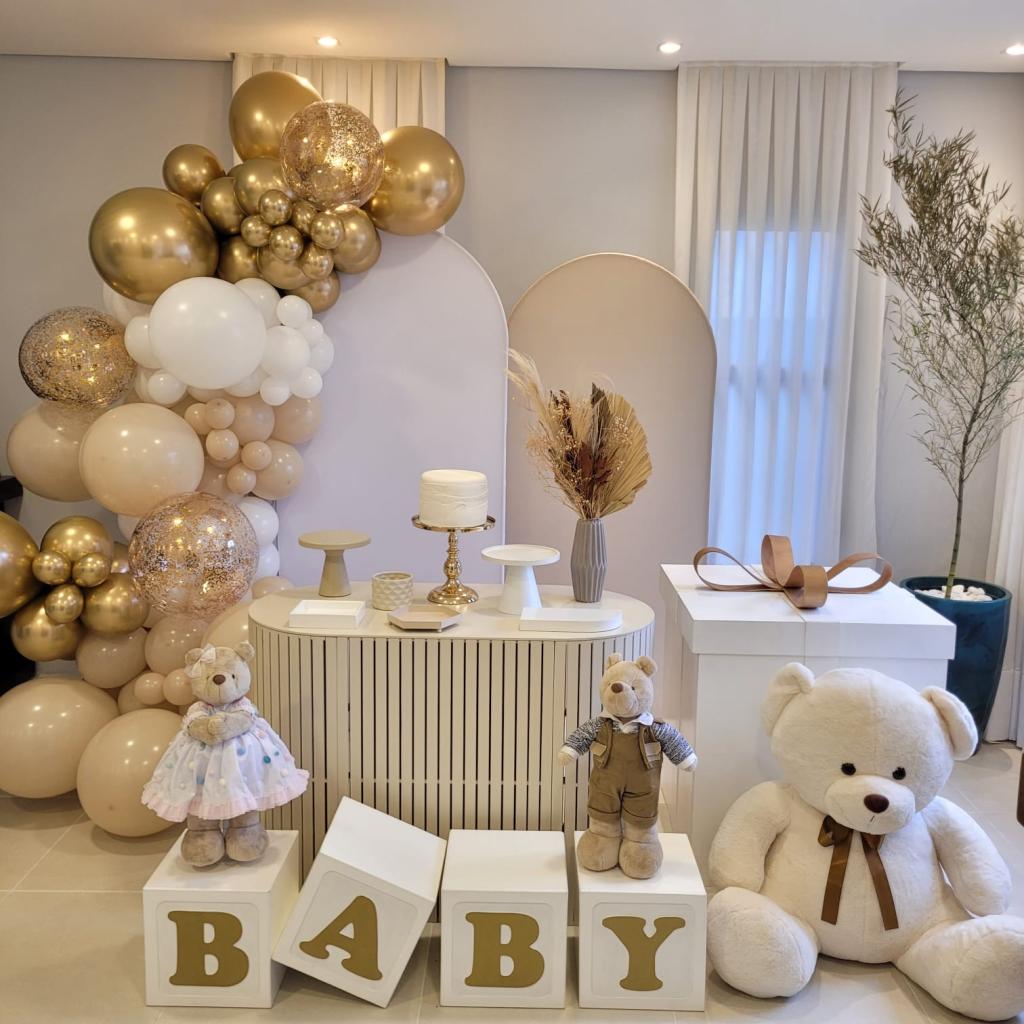 decoração chá revelação neutra