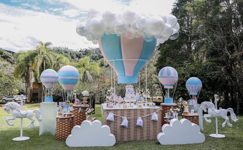 decoração chá revelação campo