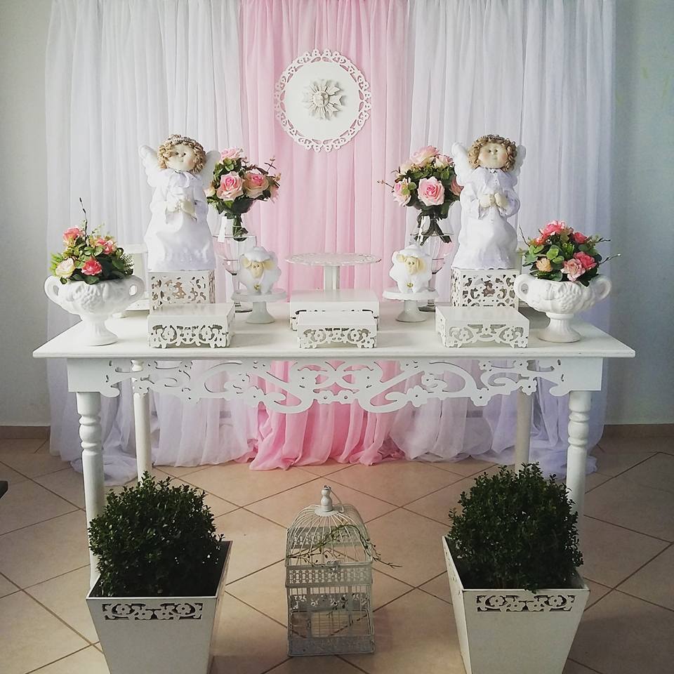 decoração primeira comunhão para gêmeas