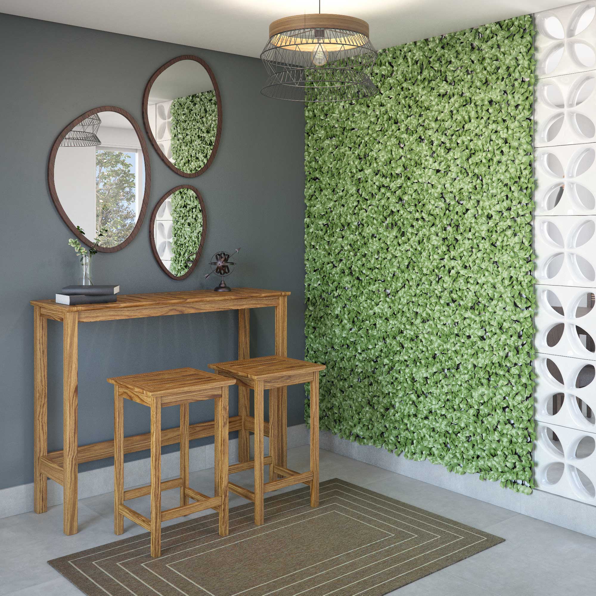 decoração de festa com folhas verdes