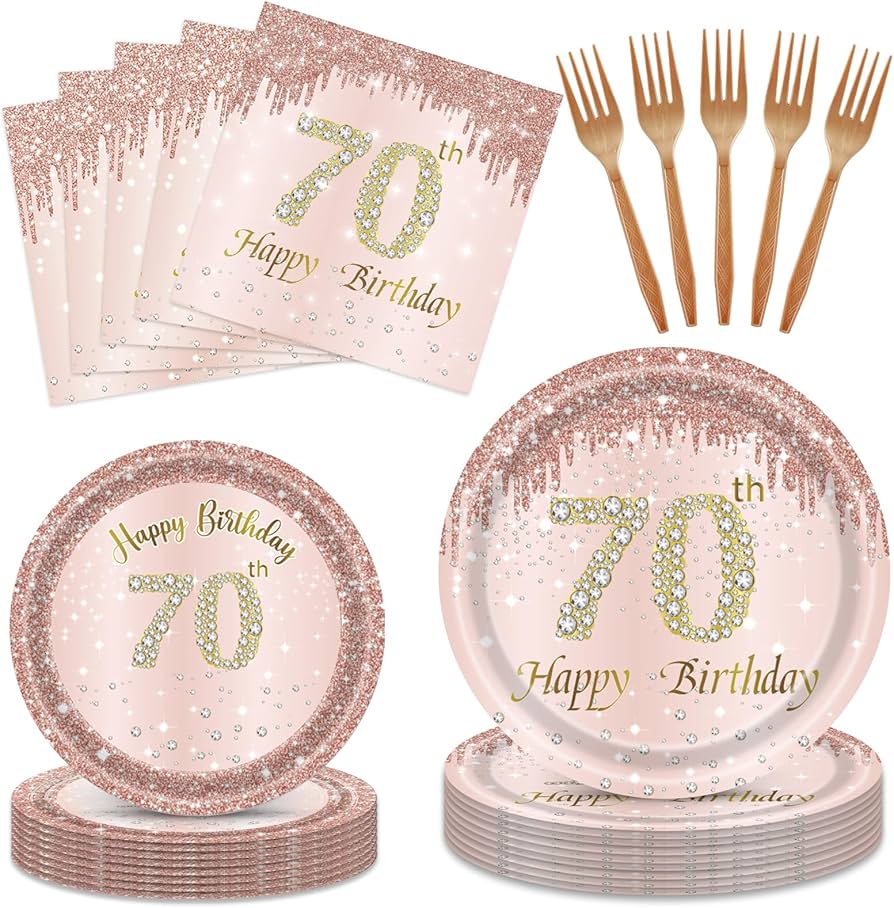 decoração de mesa de bolo para 70 anos feminino