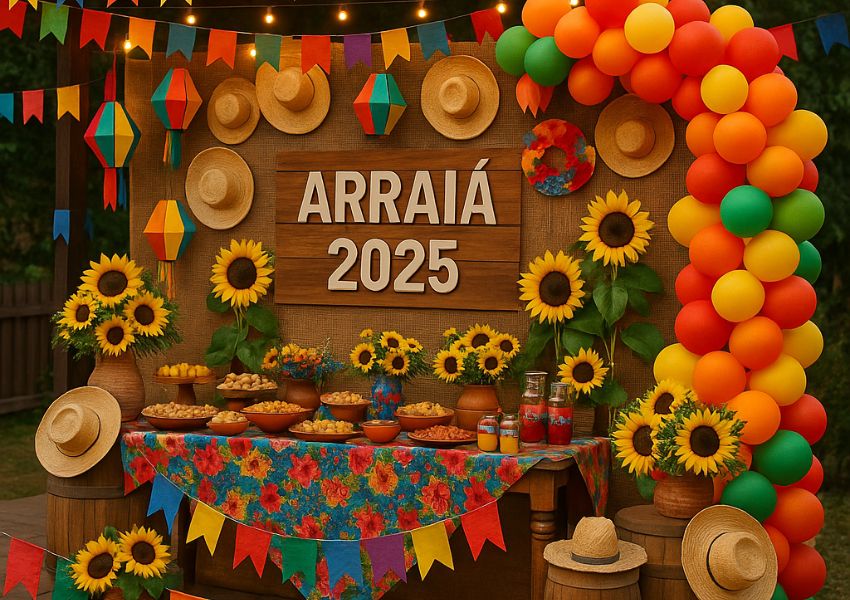 decoração mesa de doces festa junina 2025