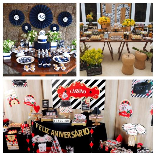 decoração festa masculina minimalista versus rústica