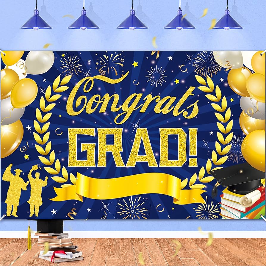 decoração de formatura azul royal