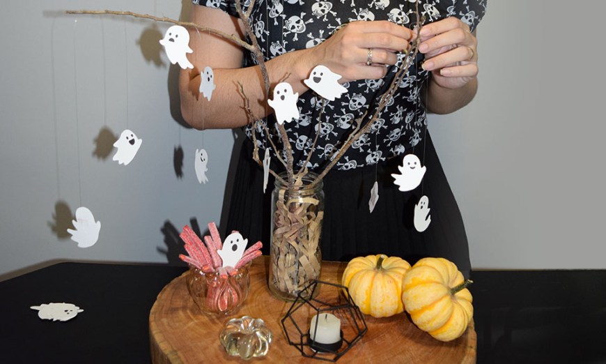 decoração de halloween com papel