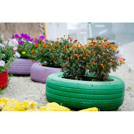 diy jardim com pneus