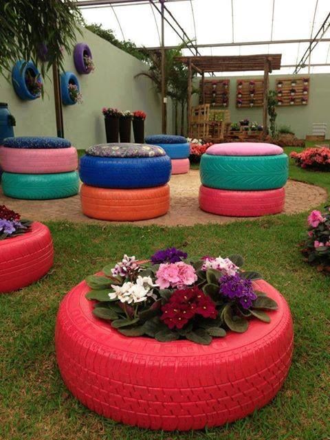 reciclagem de pneus para jardim