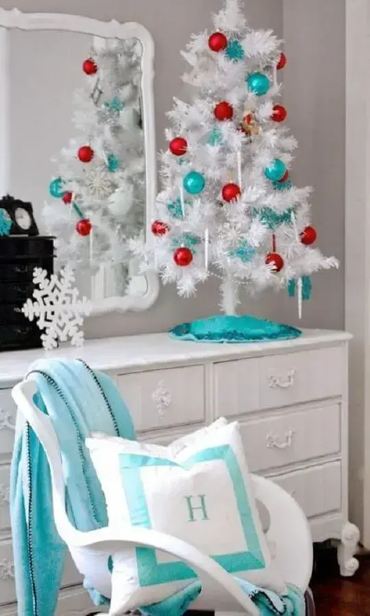 decoração natal azul branco barata